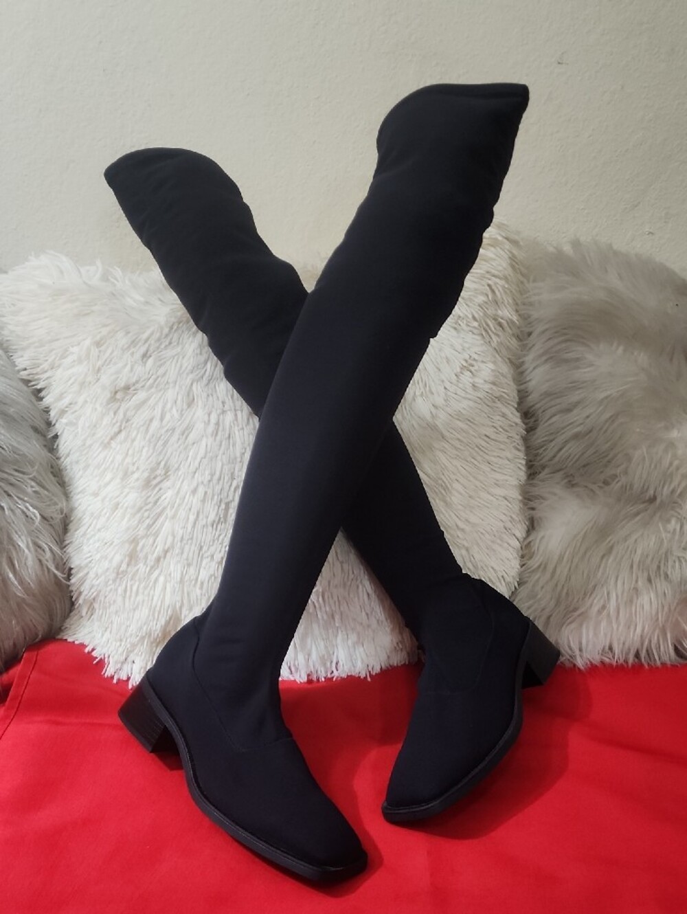 Vagabond Blanca Black Square Toe Over the Knee Boots
